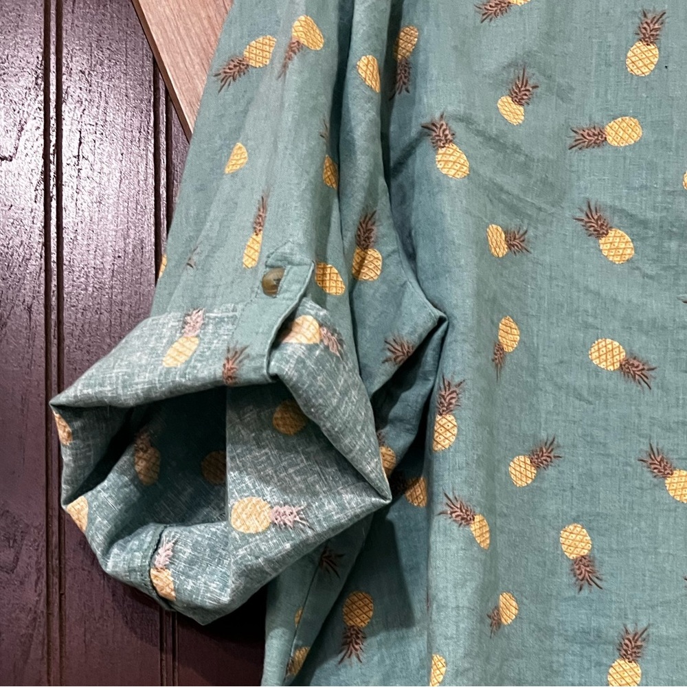 Catherines Green Shirt with Pineapple Print - Picture 3 of 9